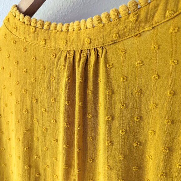 LOFT Swiss Dot Blouse in Mustard Yellow Size M - Picture 5 of 7